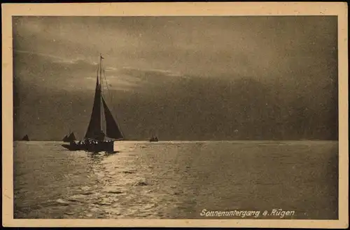 Ansichtskarte .Mecklenburg-Vorpommern Sonnenuntergang a. Rügen 1930