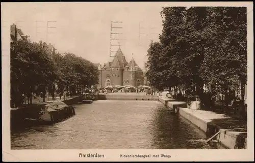 Postkaart Amsterdam Amsterdam Kloveniersburgwal met Waag 1919