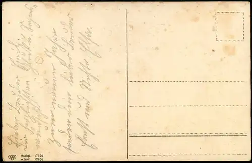 Neujahr/Sylvester Prägekarte Mädchen Kanone Glücksklee 1909 Silberrand