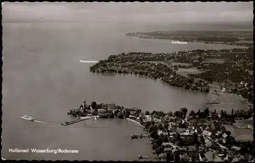 Ansichtskarte Wasserburg am Bodensee Luftbild mit Kreßbronn, Nonnenhorn 1962