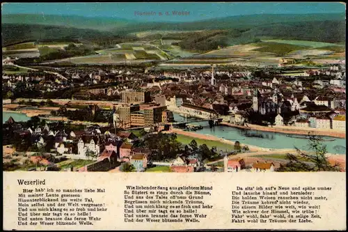 Ansichtskarte Hameln Panorama-Ansicht Lied-Text Weserlied 1910