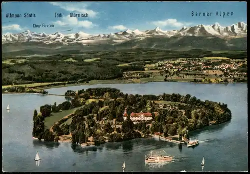 Insel Mainau-Konstanz Panorama Blick See und Schweizer Berge 1966
