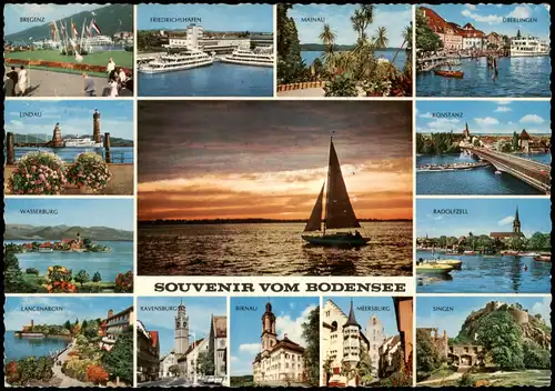 Lindau Bodensee Mehrbildkarte Orte  um den Bodensee u.a. Lindau, Bregenz  1965