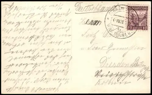 Postcard Hammer am See (Hamr na Jezeře) Hamerský rybnik / See 1928