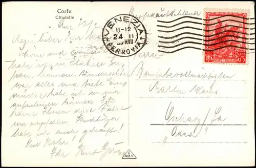 Postcard Korfu Korfu/Corfu Citadelle 1935