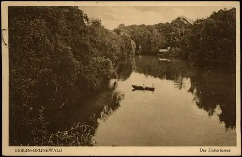 Ansichtskarte Grunewald-Berlin Boot und Anleger - Hubertussee 1929