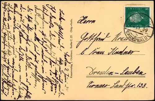 Ansichtskarte Grunewald-Berlin Boot und Anleger - Hubertussee 1929