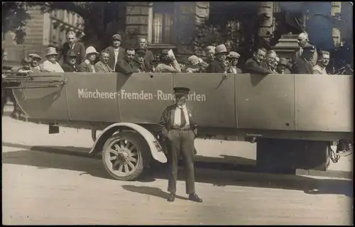 Ansichtskarte München Münchener-Fremden-Rundfahrten Bus 1922 Privatfoto