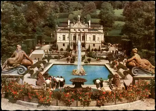 Ansichtskarte Linderhof-Ettal Schloss Linderhof royal castel in bavaria 1963
