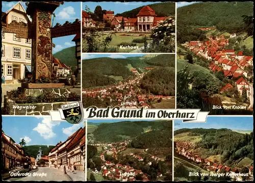 Bad Grund (Harz) Mehrbildkarte mit Luftbild, Iberger Kaffeehaus Blick, uvm. 1970