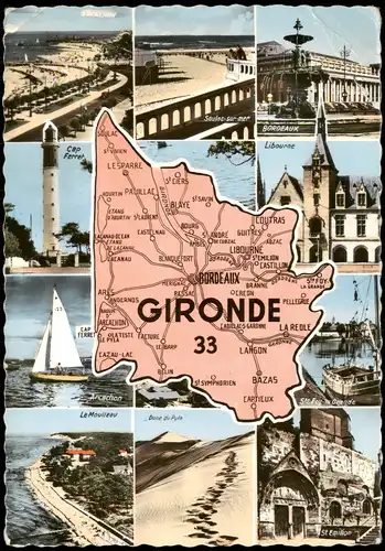 Bordeaux Mehrbild-AK Umland-Ansichten GIRONDE rd. um Bordeaux 1961