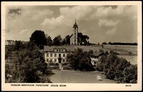 Ansichtskarte Papstdorf-Gohrisch (Sächs. Schweiz) PENSION IMMENHEIM 1953