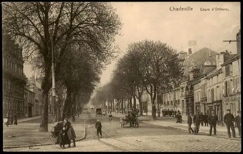 Charleville-Mézières  Cours d'Orléans. - belebt, Fuhrwerke 1913