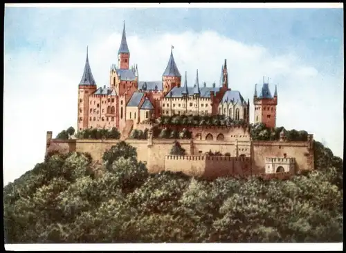 Hechingen Burg Hohenzollern (Künstler-Darstellung, Künstlerkarte) 1960