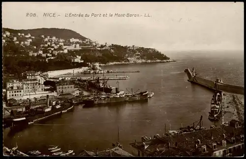 CPA Nizza Nice Hafen - Entrée du Port et le Mont-Boron 1920