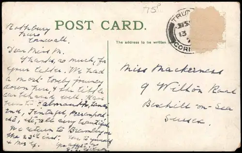 Postcard Newquay Suspension Bridge (Brücke) 1920