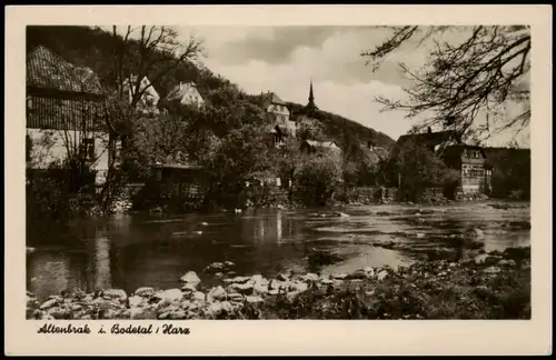 Ansichtskarte Altenbrak Flußpartie und Stadt 1955