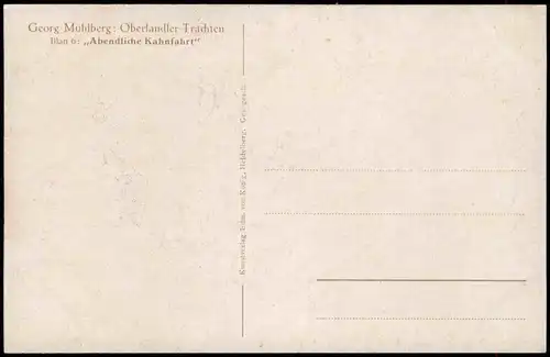 Georg Mühlberg: Oberlandler Trachten Blatt 6: ,,Abendliche Kahnfahrt" 1928