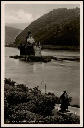 Ansichtskarte Kaub Rhein Panorama mit Blücher-Denkmal u. Pfalz 1940