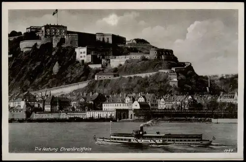 Ansichtskarte Koblenz Die Festung Ehrenbreitstein am Rhein bei Koblenz 1940