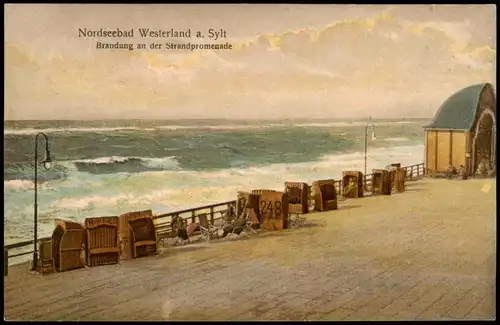 Westerland-Sylt Brandung an der Strandpromenade Nordseebad Sylt 1910