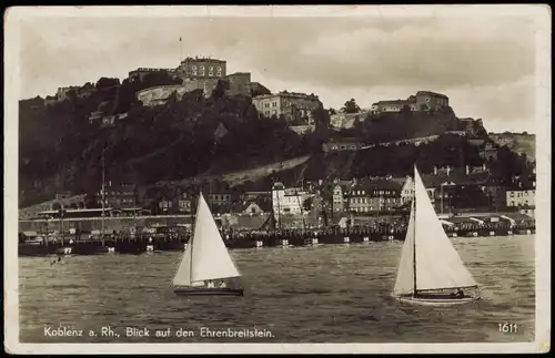 Ansichtskarte Koblenz Festung Ehrenbreitstein vom Rhein aus gesehen 1938