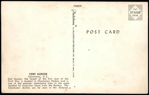 Postcard Charleston FORT SUMTER Charleston, S. C., USA 1960