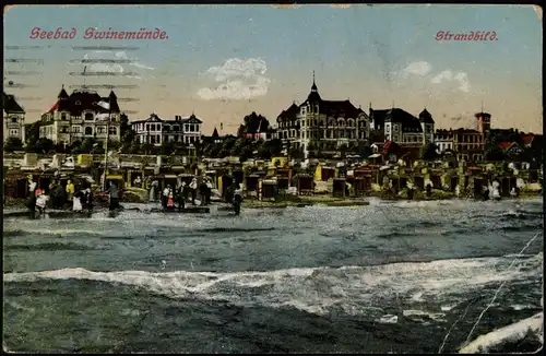 Swinemünde Świnoujście Strand Blick auf die Häuser a.d. Promenade 1921