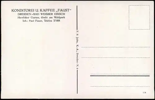 Weißer Hirsch-Dresden Außensitz Konditorei-Kaffee "Faust" 1940
