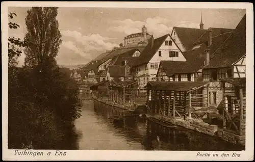 Ansichtskarte Vaihingen an der Enz Partie an der Enz 1927