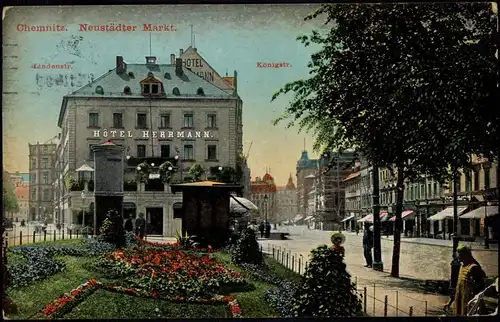 Chemnitz Neustädter Markt Lindenstraße Königstraße Hotel Hermann 1911