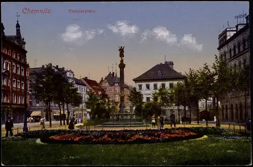 Ansichtskarte Chemnitz Theaterplatz 1919