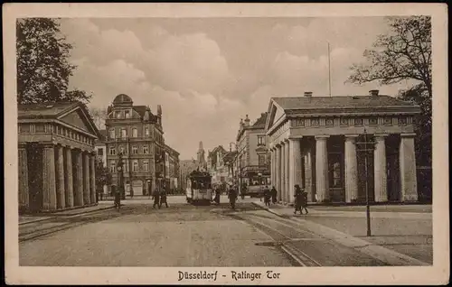 Ansichtskarte Düsseldorf Tram Straßenbahn am Ratinger Tor 1910