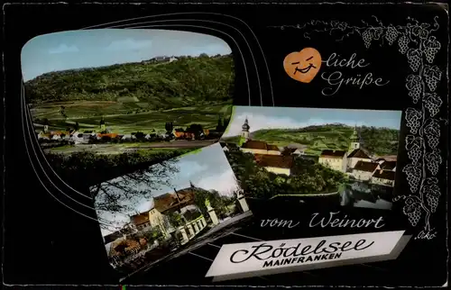 Ansichtskarte Rödelsee Mehrbild-AK des Weinort, 3 Ortsansichten 1960