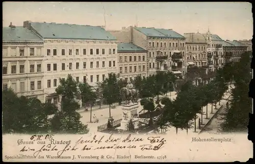 Ansichtskarte Neukölln-Berlin Rixdorf Hohenzollernplatz 1905