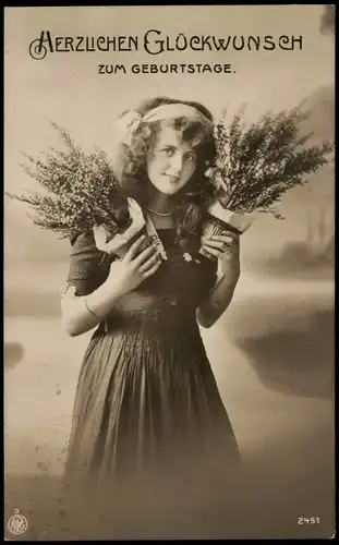 Glückwunsch Geburtstag Birthday Gratulation einer Frau 1910   gel  Altdöbern