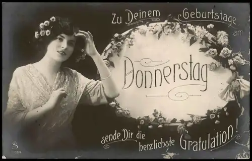 Ansichtskarte  Glückwunsch Geburtstag Birthday Gratulation "Donnerstag" 1915