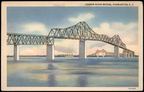 Postcard Charleston COOPER RIVER BRIDGE, CHARLESTON, USA 1930