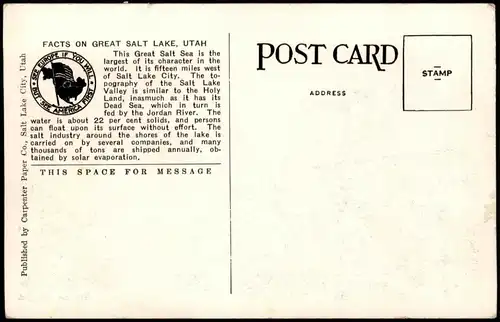 Utah  Overland Limited Crossing Great Salt Lake Utah at Sunset 1930