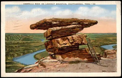 Tennessee Allgemein UMBRELLA ROCK ON LOOKOUT MOUNTAIN, CHATTANOOGA 1939