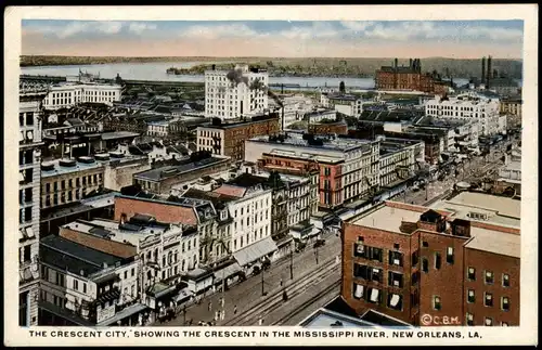 Postcard New Orleans City Panorama View to Mississippi river 1930