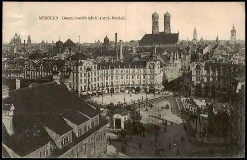 Ansichtskarte München Karlstor Rondell Stachus Frauenkirche 1908