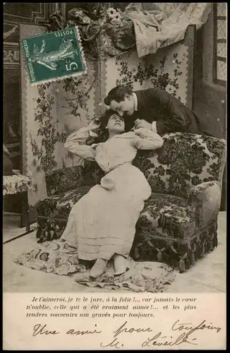 Ansichtskarte  Menschen/Soziales Leben französisches Liebespaar 1910