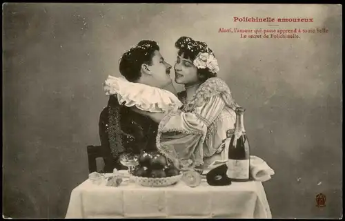 Menschen Love & Romance Liebespaar, Amour Polichinelle amoureux 1910