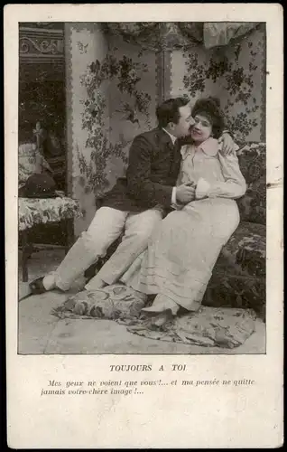 Ansichtskarte  TOUJOURS À TOI Liebespaar Motiv-AK Love & Romance 1920