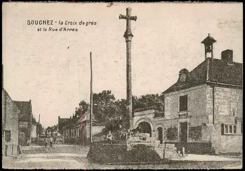 CPA Souchez la Croix de grès et la Rue d' Arras 1910