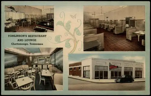 Postcard Chattanooga TOMLINSON'S RESTAURANT AND LOUNGE RESTAURANT 1930