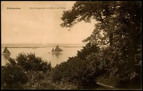 Ottensen-Hamburg elb Ein Vorgarten mit Blick auf Elbe Elbchaussee 1922