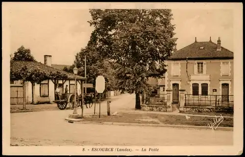 CPA Escource (Landes) La Poste - Straße 1942