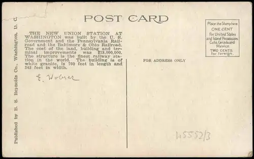 Postcard Washington D.C. Bahnhof - Station 1928